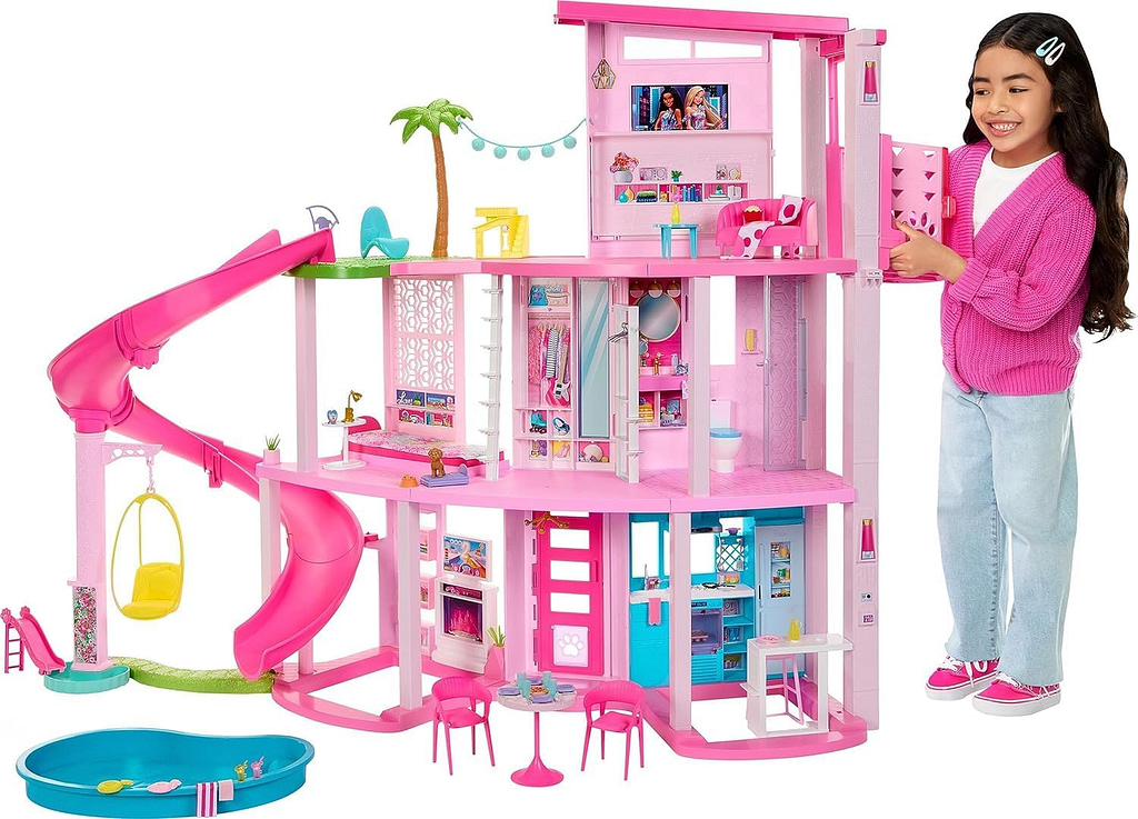 Barbie Dreamhouse 2023, Pool Party Doll House with 75+ Pieces and 3-Story Slide, Barbie House Playset, Pet Elevator and Puppy Play Areas​